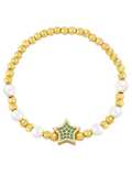Brazalete de oro laminado con pentagrama y circonitas cúbicas