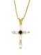Collar religioso minimalista geométrico de circonita cúbica de oro laminado
