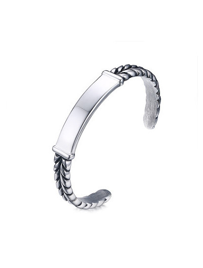 Brazalete de acero inoxidable en forma de trigo de diseño abierto creativo