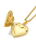 Acero inoxidable con collares de corazón de patrón simplista chapado en oro