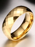 Tungsteno con anillos de banda geométricos simplistas chapados en oro