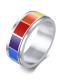 Anillo de banda minimalista redondo de esmalte de acero de titanio