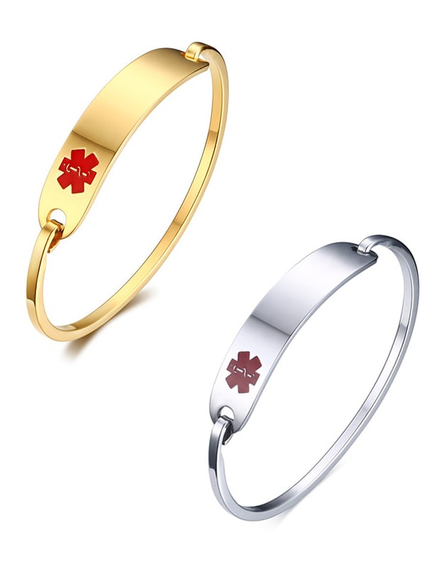 Brazalete de banda minimalista geométrico de esmalte de acero de titanio