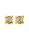 Aretes de diamantes de imitación de forma cuadrada chapados en oro de moda
