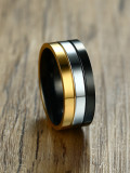 Delicado anillo de titanio con diseño geométrico en tres colores