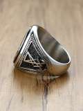 Anillo de banda vintage geométrico de acero de titanio
