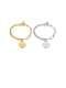 Acero inoxidable con pulseras colgantes redondas simplistas chapadas en oro blanco