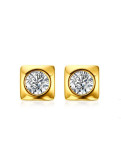 Aretes de diamantes de imitación de forma cuadrada chapados en oro de moda