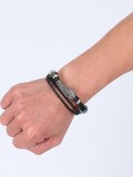 Pulsera de cuero artificial en forma de pluma de alta calidad