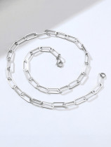 Collar minimalista de cadena geométrica hueca de acero inoxidable