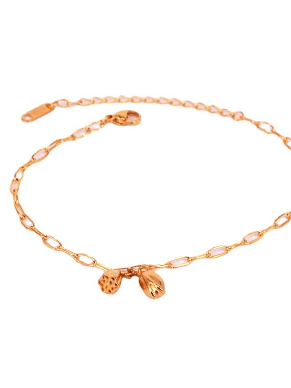 Tobillera minimalista de flores de acero de titanio