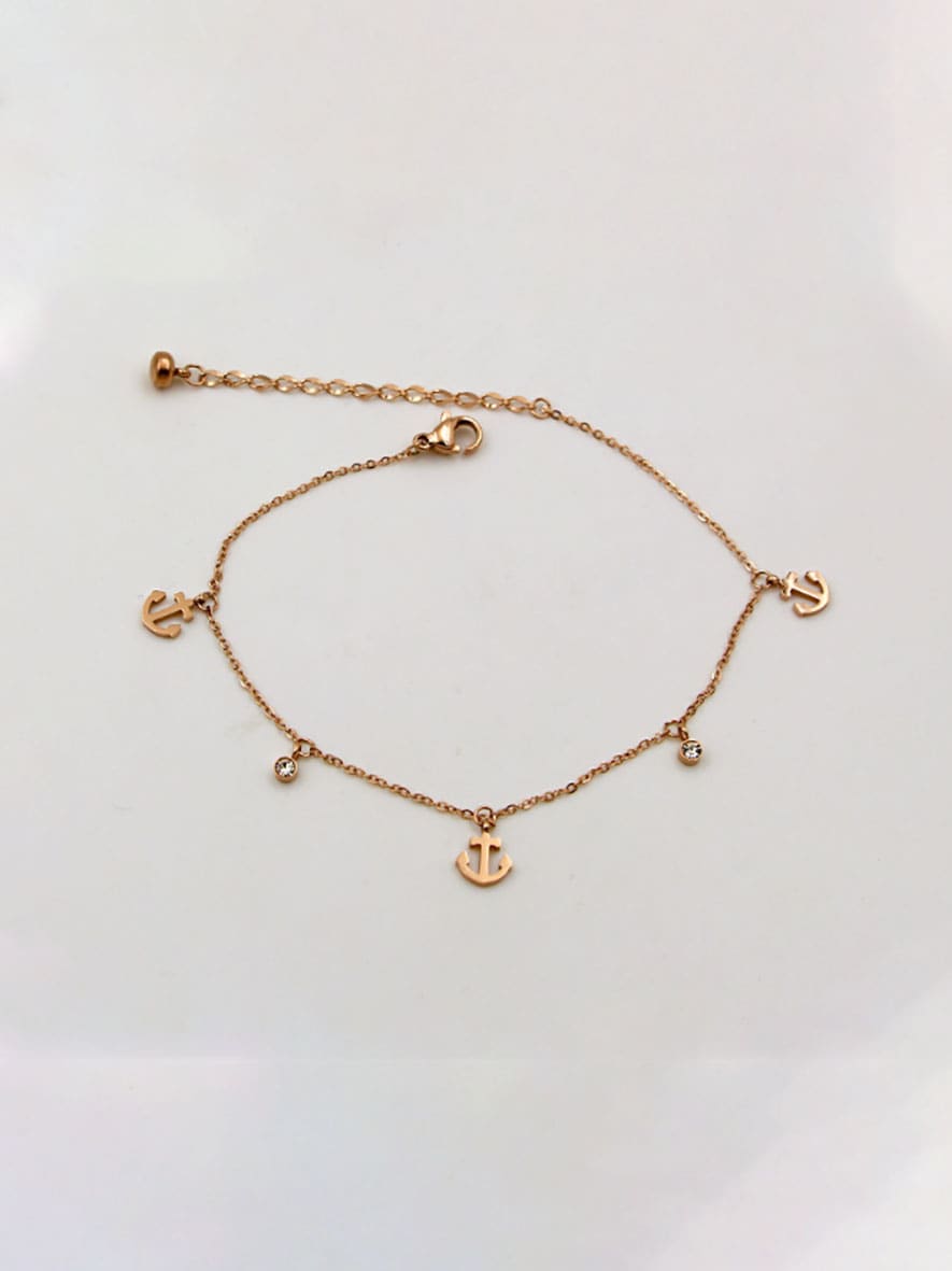 Tobillera minimalista de titanio con marca de barco Rosario