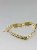 Pendientes colgantes de diamantes de imitación en forma de corazón chapados en oro elegante