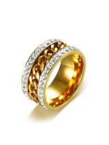 Anillo de diamantes de imitación geométricos chapado en oro de moda
