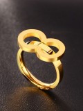 Exquisito anillo de titanio con forma de número ocho chapado en oro
