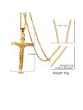 Collar religioso vintage con cruz de diamantes de imitación de acero inoxidable