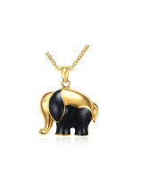 Colgante de pegamento en forma de elefante chapado en oro de moda