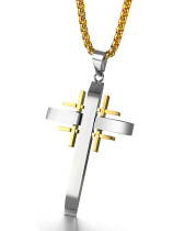 Colgante de titanio en forma de cruz de diseño de color doble de moda