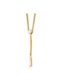 Elegante cadena de suéter de aleación de piedra blanca chapada en oro