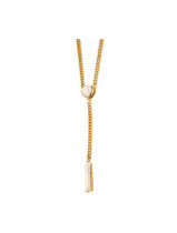 Elegante cadena de suéter de aleación de piedra blanca chapada en oro