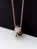 Collar minimalista redondo de diamantes de imitación de titanio