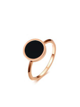 Elegante anillo de titanio con pegamento de forma redonda chapado en oro rosa