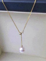 Collar minimalista redondo de perlas de imitación de titanio