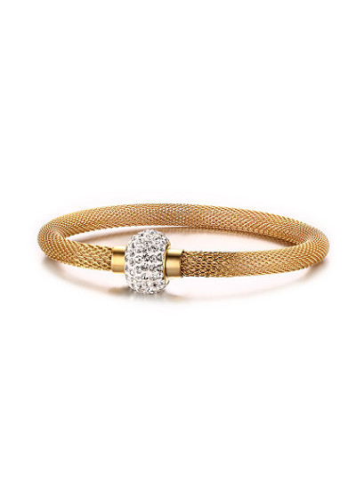 Exquisito brazalete de diamantes de imitación chapados en oro en forma de red