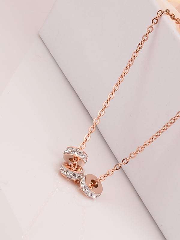 Titanium Rhinestone Simple Full Diamond Small Round Necklace