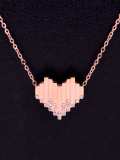 Collar minimalista de corazón de diamantes de imitación de acero titanio
