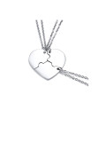 Acero inoxidable con collares de varias hebras en forma de corazón de rompecabezas simplista chapado en platino