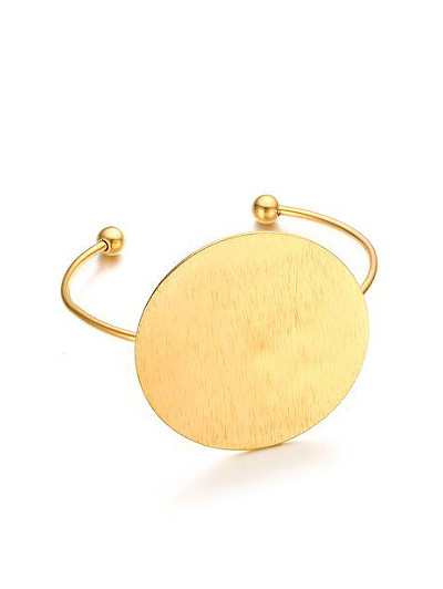 Brazalete de titanio de forma redonda chapado en oro de diseño abierto creativo