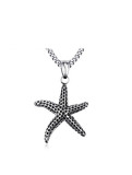 Elegante colgante de titanio con diamantes de imitación en forma de estrella negra