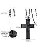 Collar religioso minimalista con cruz de letras de acero inoxidable