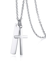Collar religioso vintage de cruz lisa de acero de titanio