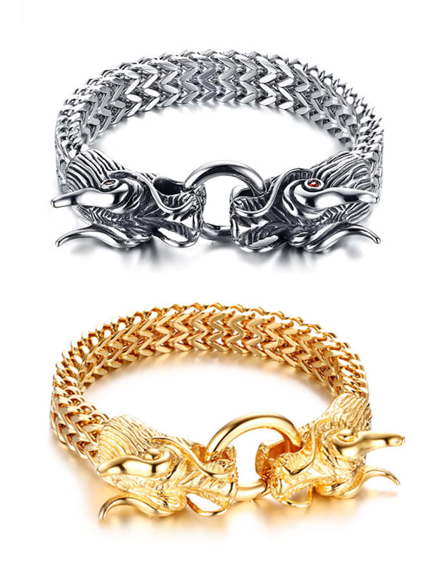 Brazalete vintage de dragón de acero titanio