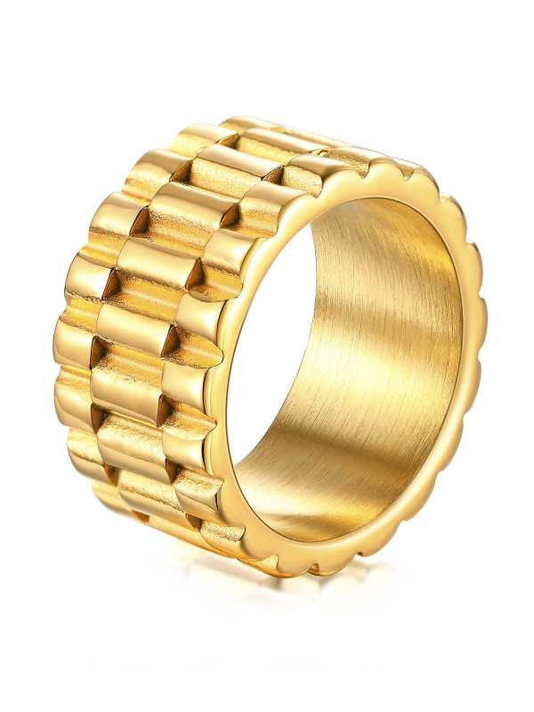 Anillo de banda vintage geométrico de acero inoxidable