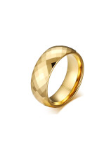 Tungsteno con anillos de banda geométricos simplistas chapados en oro