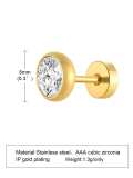 Pendiente de botón minimalista geométrico de diamantes de imitación de acero inoxidable