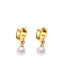 Pendientes colgantes de titanio con perlas artificiales chapadas en oro de moda