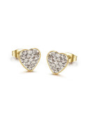 Aretes de diamantes de imitación en forma de corazón chapados en oro que combinan con todo