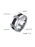 Anillo de banda vintage geométrico de acero inoxidable