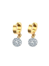 Pendientes colgantes de diamantes de imitación en forma de bola chapados en oro a la moda