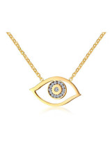 Collar de diamantes de imitación en forma de ojo chapado en oro que combina con todo