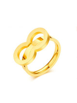 Exquisito anillo de titanio con forma de número ocho chapado en oro