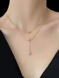 Collar de cadena de hueso de serpiente de múltiples hilos minimalista con borla de acero de titanio