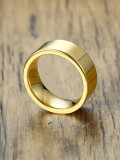 Acero inoxidable con anillos de hombre redondos lisos simplistas chapados en oro