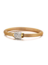 Exquisito brazalete de diamantes de imitación en forma de red chapado en oro