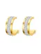 Exquisitos aretes de clip de diamantes de imitación con forma geométrica chapados en oro