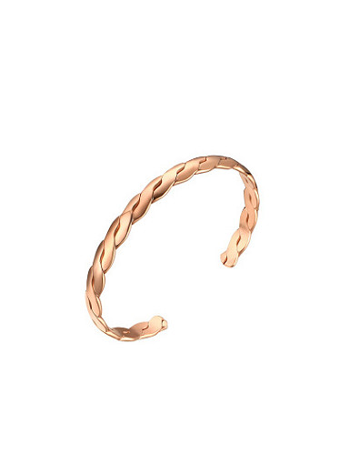 Brazalete elegante de titanio trenzado chapado en oro rosa